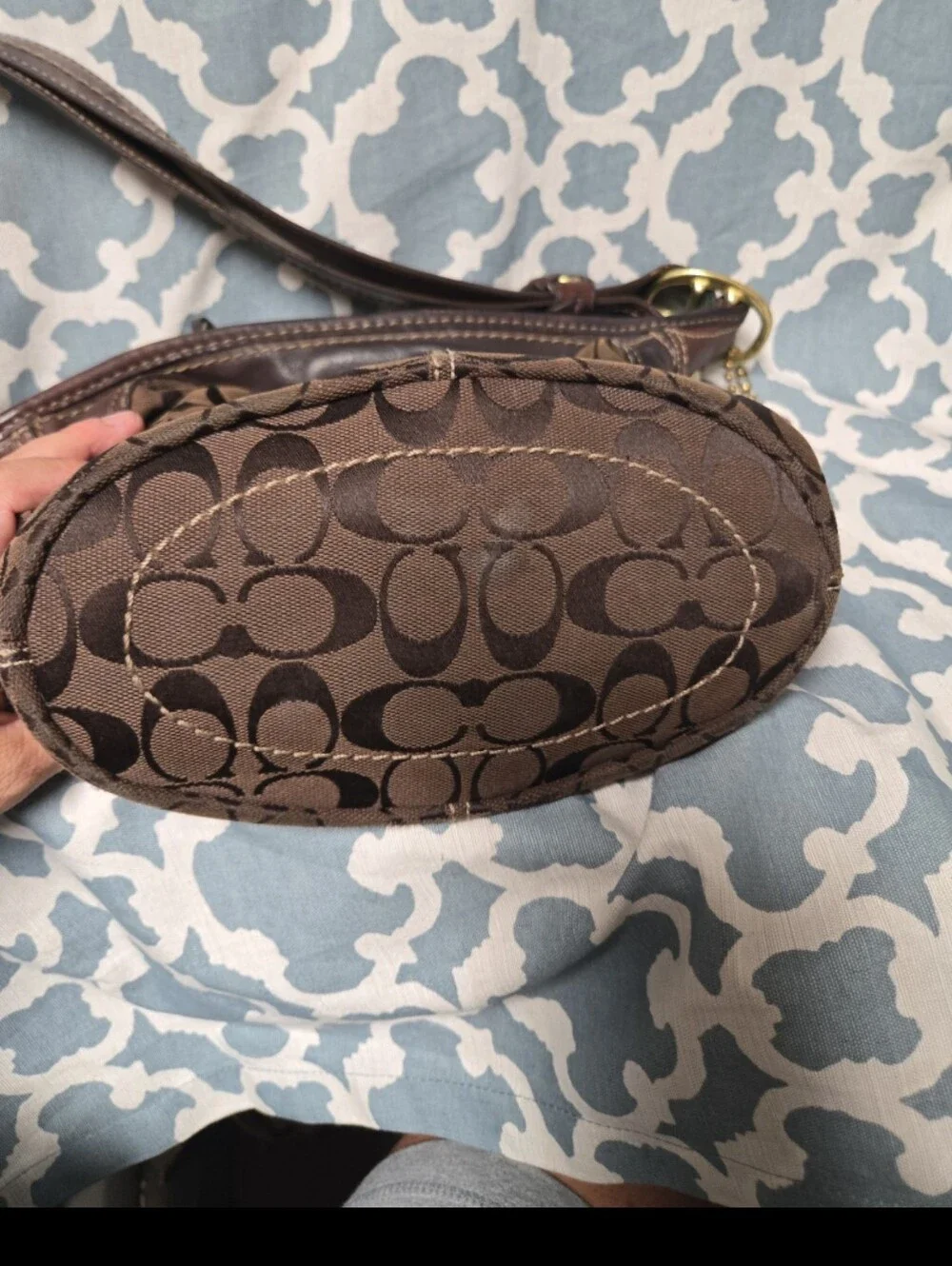 COACH Vintage Brown Bleeker Signature Canvas Leather Bucket Crossbody Bag 11437